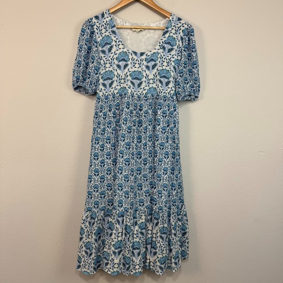 CELINA MOON Long Sleeve Shell Print Midi Dress